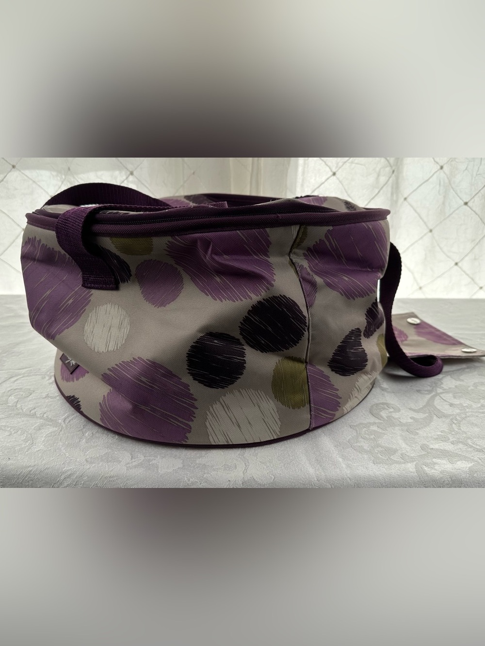 thirty-one Purple Polka Dot Round Cooler Tote